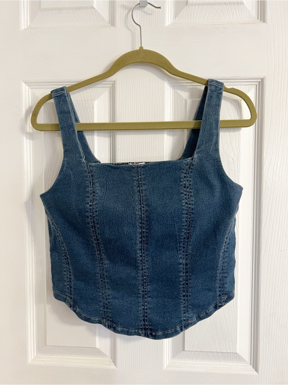 Maurices Denim Square-Neck Corset Crop Top - Blue L